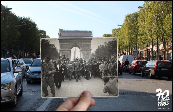 jedavu:Nostalgic Then-And-Now Photographs Show The Liberation Of Paris From Nazi