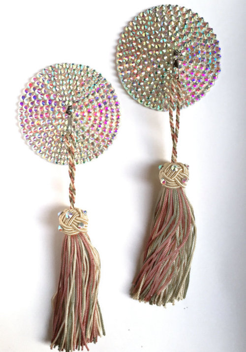 Ivory Rose Sage Tassel Crystal AB Burlesque Pasties 3 Inches by DelilahBurlesque http://ift.tt/1VPwJ9m