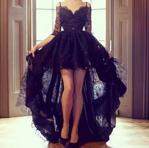 Black high low prom dresses 2016