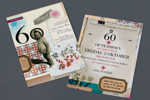 Beautiful vintage style 60th Birthday invitation for Maarten Deckers&rsquo;s grandma, from Belgi