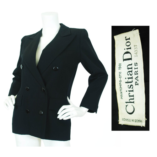 Christian Dior 1981 S/S Haute Couture Black Wool Blazeravailable on Featherstone Vintage