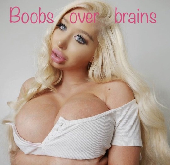 bimbeth: mencomefirst:   As an object, it is imperative that the female focus on what Men want- her body, not her brain, her appearance, not her mind.  Boobs over brains. Body over brains. Bimbo is better. “F” is for fuckdoll. The female is a plaything