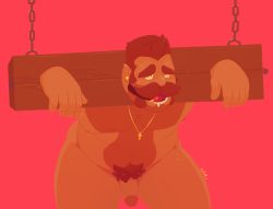 chocolate-beverage:       Gagged human Cassio and werewolf Cassio in a pillory because I’m sure he loves it, besides, October is not over so I’m still celebrating gagtober and boundtober…