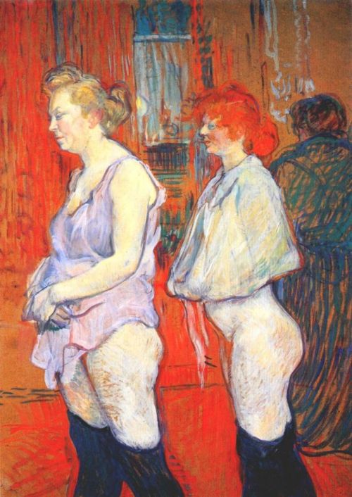 artist-lautrec: The Medical Inspection via Henri de Toulouse-LautrecSize: 83.5x61.4 cmMedium: oil on