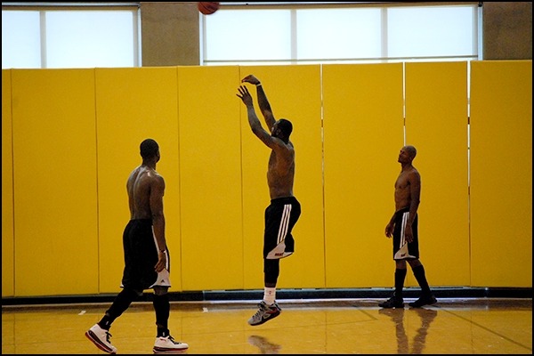 nba-xtra:  Lebron, Ray &amp; Wade @ practice yesterday. 