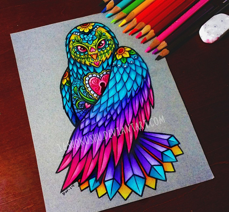 dannii-chan:  Day of the Dead Owl Commission I made sure to put lotsa colors in this