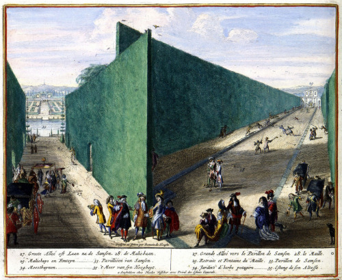 Views of the palace gardens of the dukes of Arenberg at Enghien in Belgium. Etching engraved by Rome