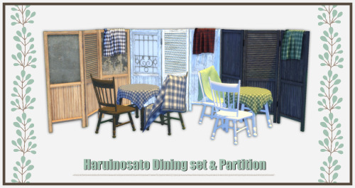 haruinosato:Dining set & PartitionExpansion / Stuff packs required : Base GameDownload / No adsS