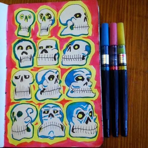 Porn photo Adding color to previously doodled skulls.