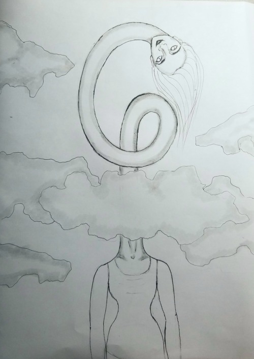 Inktober day 5 “Head Up In The Clouds”