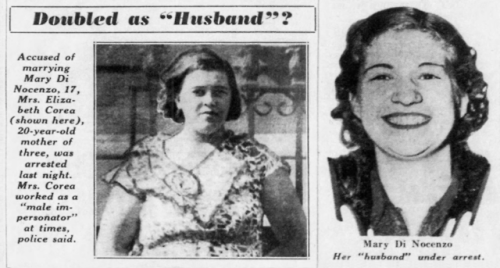 lesbianherstorian:a news article about the arrest of elizabeth corea aka “tom collins” for her fraud