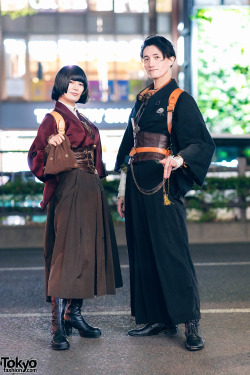 tokyo-fashion:Liz and Bishoujo wearing Japanese steampunk fashion on the street in Harajuku. Full Looks