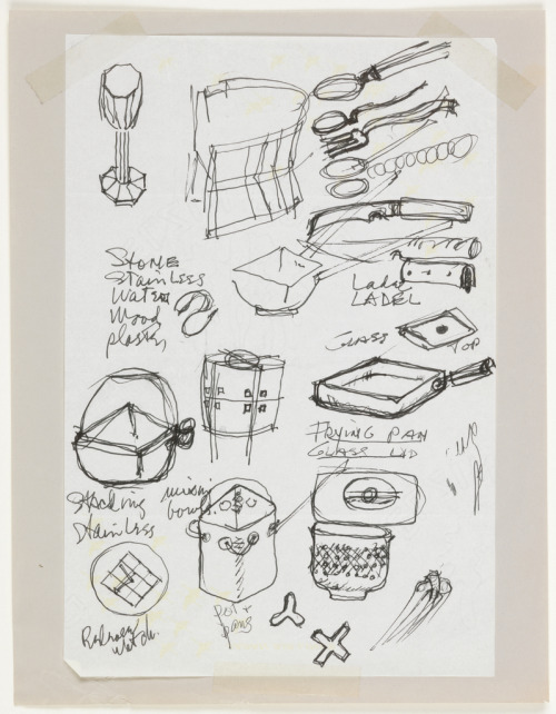 Ward Bennett, designs for cookware and kitchen utensils, 1985-87. USA. Via Cooper Hewitt.