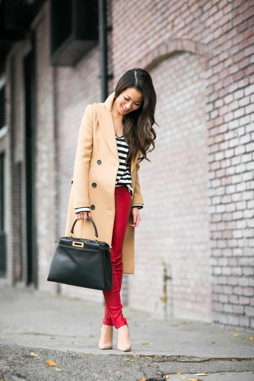 Classics :: Beige coat &amp; Striped leather pocket : Wendy&rsquo;s Lookbook from HeelsFetis