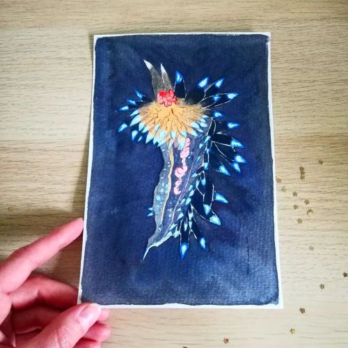  “Sea slug”“Nudibranche”Original painting.Watercolor, gouache and ink on pap