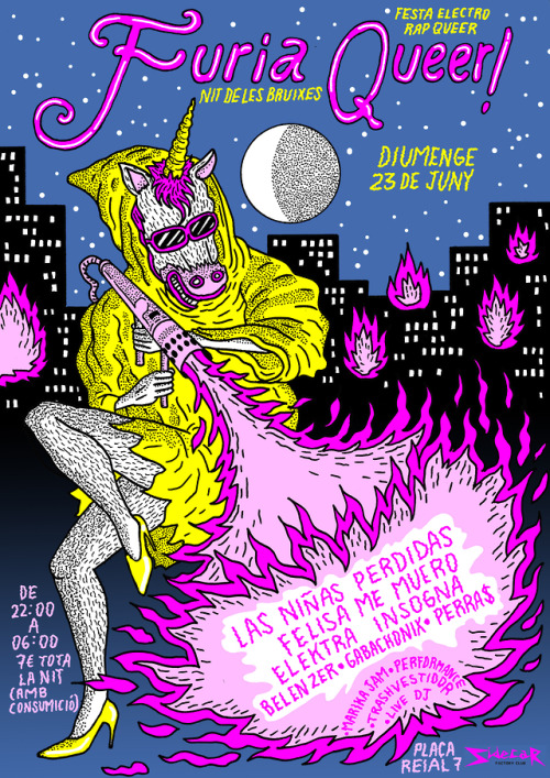 Cartel para el Furia Queer de la noche de San Juan