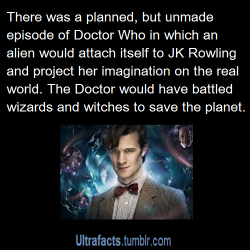 ultrafacts:  rosey-bella:aperturehistory:  ultrafacts:  Source For more facts, Follow Ultrafacts  That would’ve been amazing!  WHY DIDNT’T THEY DO THIS?!?!  Because they thought it would be too spoofy. (Article)  J.k. Rowling vs. The Doctor best battle
