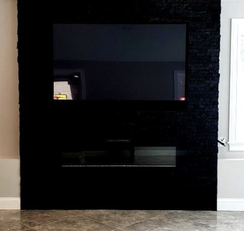Home Bar - Transitional Family RoomInspiration For A Large Transitional Open Concept Porcelain Tile,