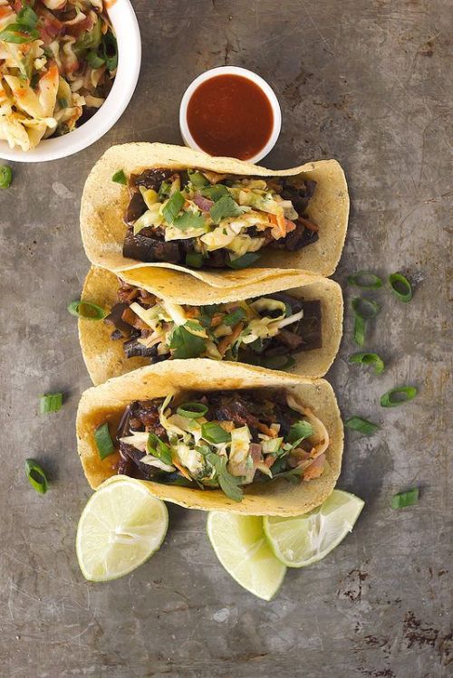 Slow Cooker Spicy Asian Portobello Tacos with Sriracha Slaw