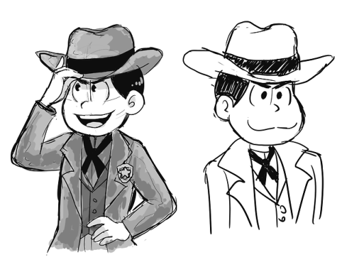 glitterglob: just some practice doodles,,cowboy karamatsu is a big fave,,