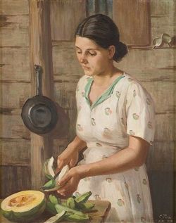 avemaria324:  Julia en la cocina (Julia in the kitchen),1941 by Puerto Rican artist Miguel Pou. 