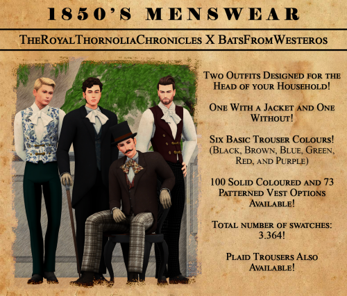 1850′S MENSWEAR TheRoyalThornoliaChronicles X BatsFromWesterosIt is my absolute pleasure to share th