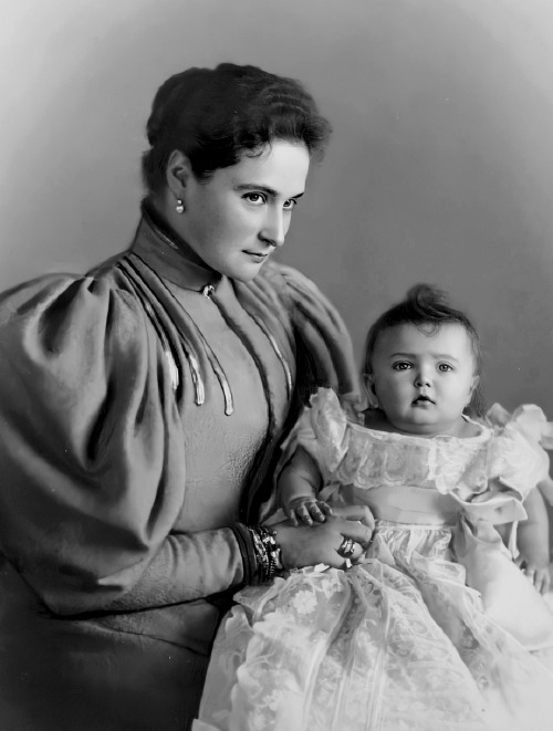 Empress Alexandra Feodorovna of Russia photographed with each of her five children, Olga (b.1895), T