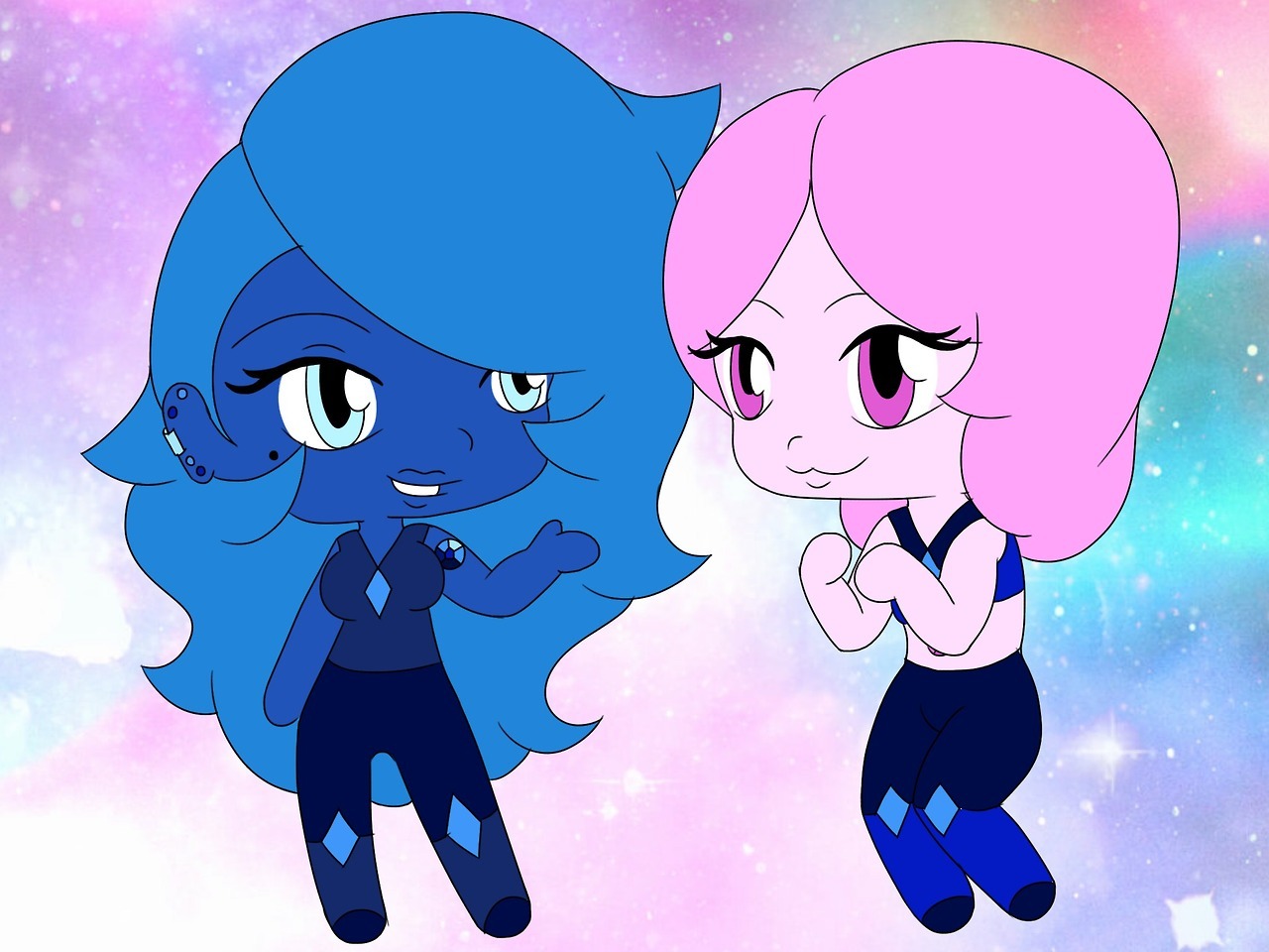 Here is my Blue Topaz and Rocky~Topaz is probably giving her a tour of her place