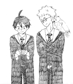 nanteyuuno: Tsukkiyama Month 2017, day 2:   Harry Potter AU. Yamaguchi is holding Pettigrew Scabbers. 
