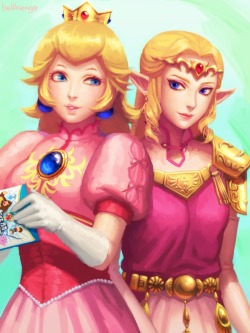 fandoms-females:  The Mistresses Of Gaming #1 - Royal Damsels ( ssbm_princesses_by_bellhengeblonde hair )   &lt;3