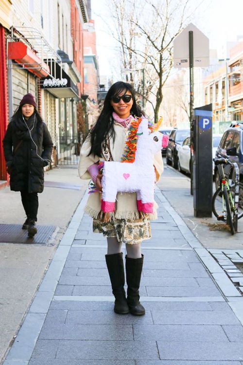 humansofnewyork:  “It’s my friend’s bridal shower tonight. I bought this piñata and I’m going to fill it with fireworks, chocolate, differently textured condoms—some of which look terrifying, edible underwear, picnic items, shots, calming tea,