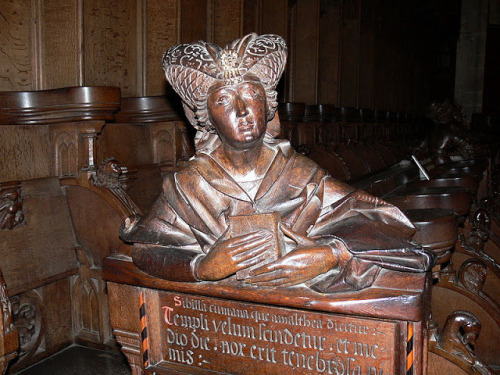 Wood carved Cumean Sybil from Ulm Cathedral,c. 1490