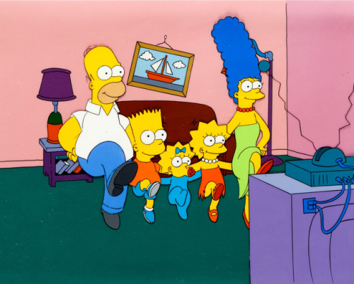 talesfromweirdland:Original animation cels of four Simpsons couch gags. (One is signed by series cre