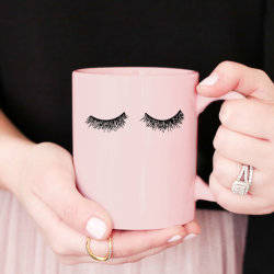 yourcoffeeguru:  Pink Eyelashes Coffee Mug