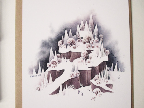 2 snowy watercolor winter illustrations i did for some christmas cards. i also made a progress video