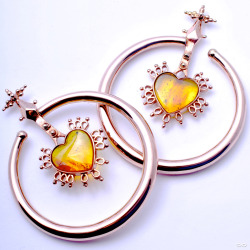 Infinitebody:“Queen Of Hearts” In Rose-Gold-Plated Copper W/Amber Hearts, From