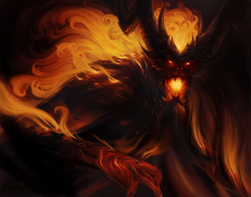 steves3511: My newest personal piece “Shadow and Flame” My favorite monster from my