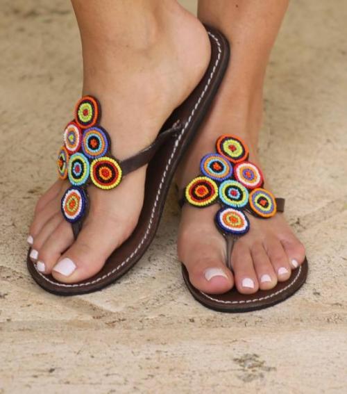 Cool beaded thong sandals.