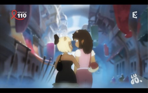 tomatomagica: tomatomagica:  Please take a minute of your time to look at Simone, one of the main characters of Dofus: Aux trésors de Kerubim, and her cute canon girlfriend Julie bonus:   hi have some lesbians 