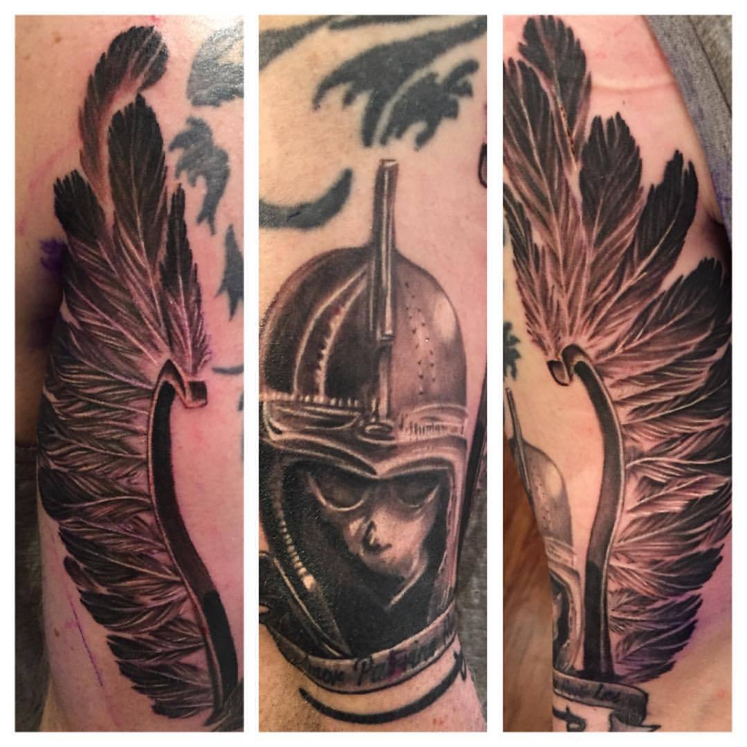 My baby bro might have gotten the most awesome patriotic tattoo ever polish  hussar helmet  9GAG