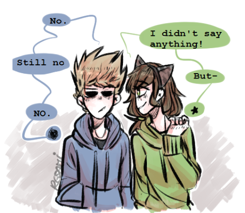 resami:  some practice and weird height headcanonsedit: I’m a fucking idiot. I forgot to point that Matilda is using Tord’s phone to take selfies because hers is full of… well, SELFIES