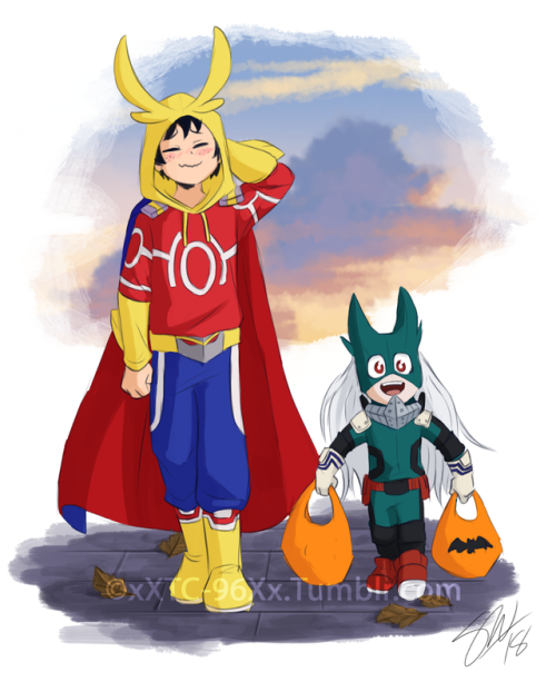 xxtc-96xx:  Deku and Eri-Chan dress as their heroes for Halloween! Deku is still a dork bonus: he di