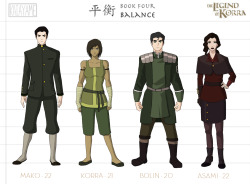 kaiayame:   I’m way way waaay too hyped up from the book 4 trailer to make any real artwork, so instead I spent the evening trying to fully wrap my head around team avatar’s new, older looks. I’ll tackle Korra’s other main outfit later. I’m