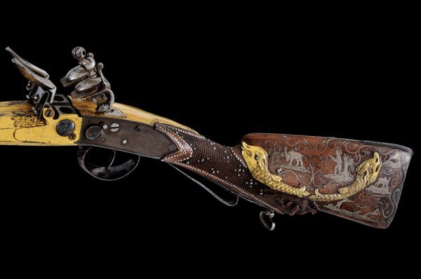 peashooter85:  A beautiful double barrel flintlock rifle crafted by Alfred Gauvin