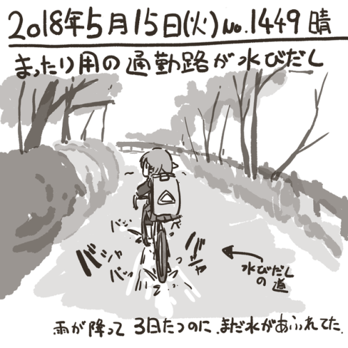 umiusi:「絵日記 2018/05/15 ２０ｍの水たまり」トンネルの迂回道なんだけど、山から滝みたいな水が流れ込んでた。