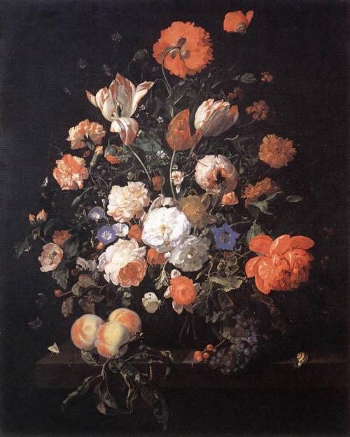 A Vase of Flowers by Rachel Ruysch (1664–1750), 1706, oil on canvas