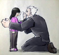 sigma-science:  What, I didn’t upload these already? My 7-month-old drawings… Backstory : Reinhardt attended a conference? or a meeting? held in Busan, and met young Hana. She was lost, crying and Reinhardt gave her his handkerchief, called police.