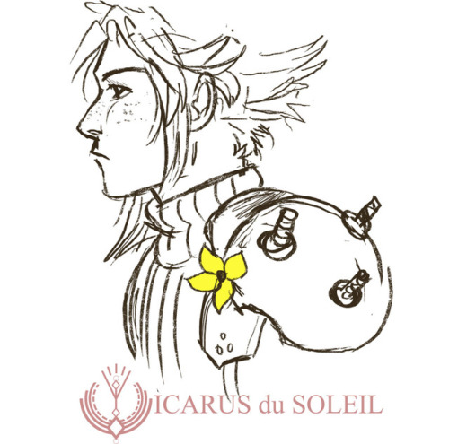 icarus-doodles: I always wondered where Cloud put the flower after he bought it from Aerith. (Origin