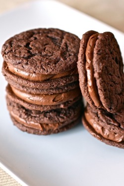 fullcravings:  Chocolate Malt Sandwich Cookies