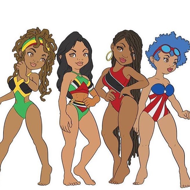 2frochicks:  Art by @caribbean_justice | 🇯🇲 🇩🇲 🇹🇹 🇵🇷 ———————————–
